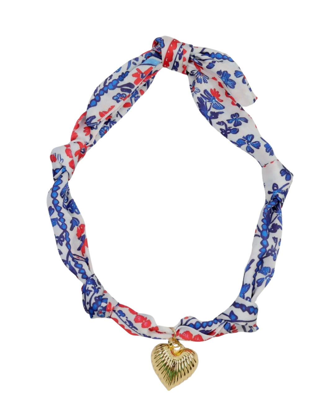 Scarf Necklace with Heart Charm