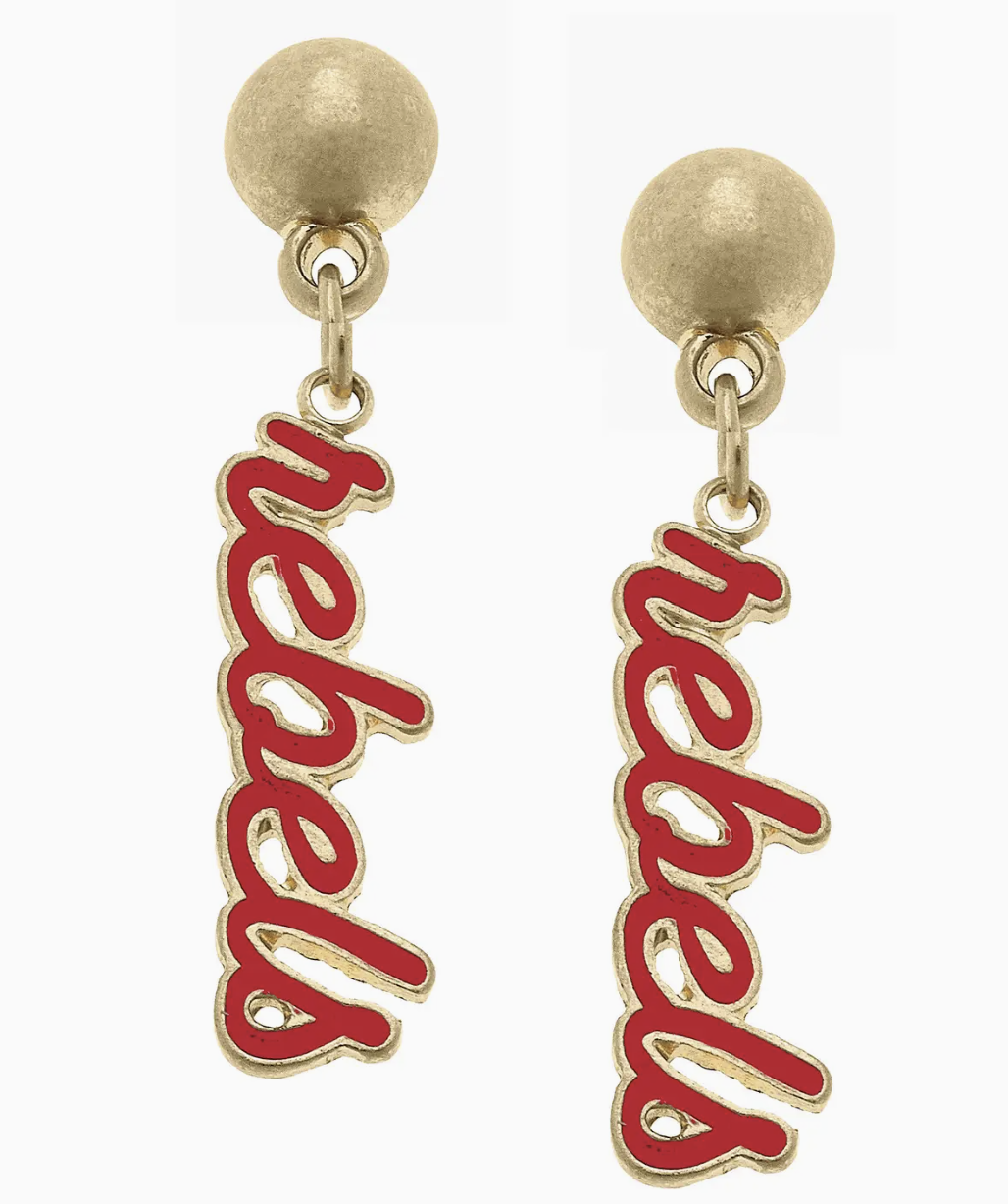 Rebels Enamel Script Earrings